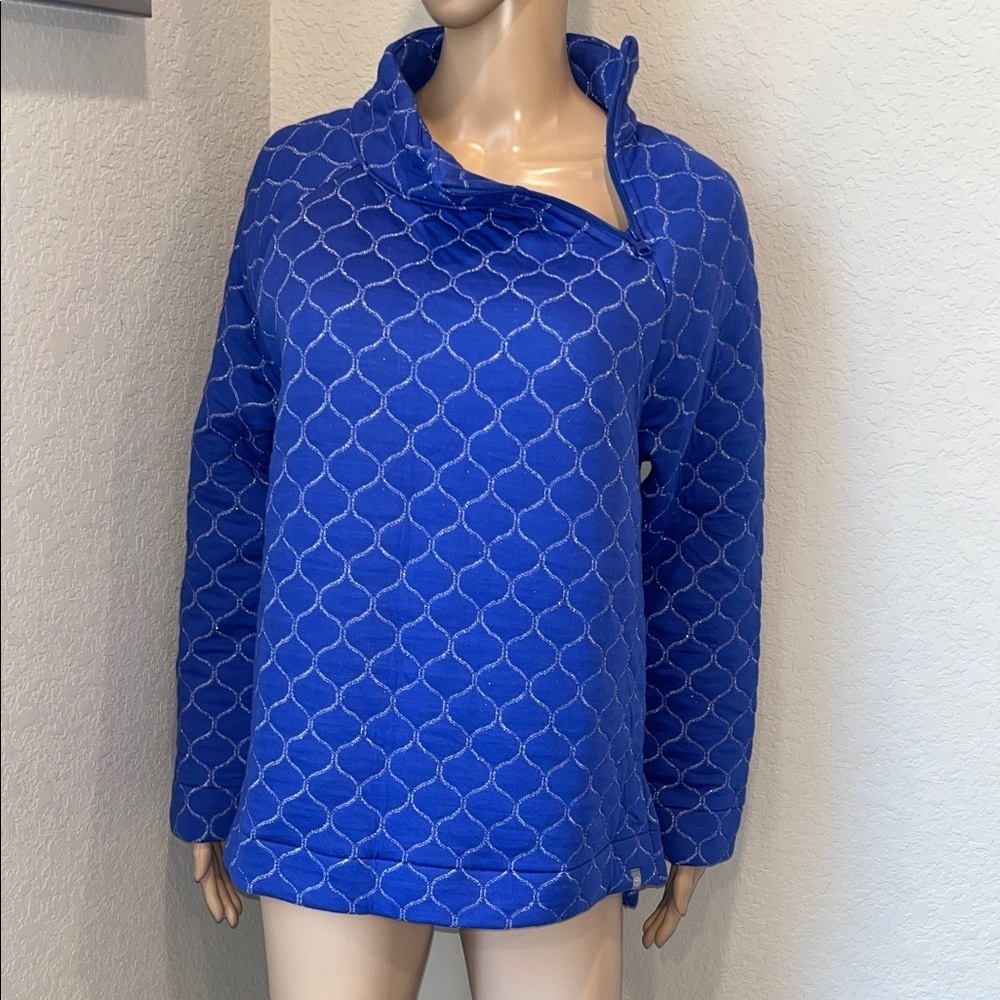 NWT Talbots Blue Quilted Sweatshirt - Picture 2 of 7